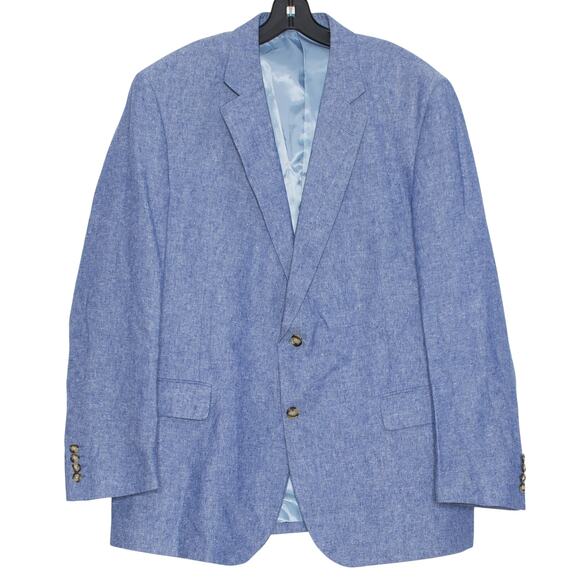Stafford Sport Coat Linen Coastal Grandpa Preppy Minimalist Classic Blue 46R
